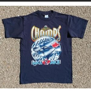 Vtg 1993 Toronto Blue Jays Back to Back World Series Salem Shirt Small MLB 90s